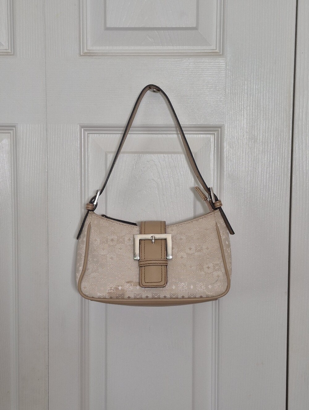 Villager by liz claiborne cream shoulder bag with buckle detail